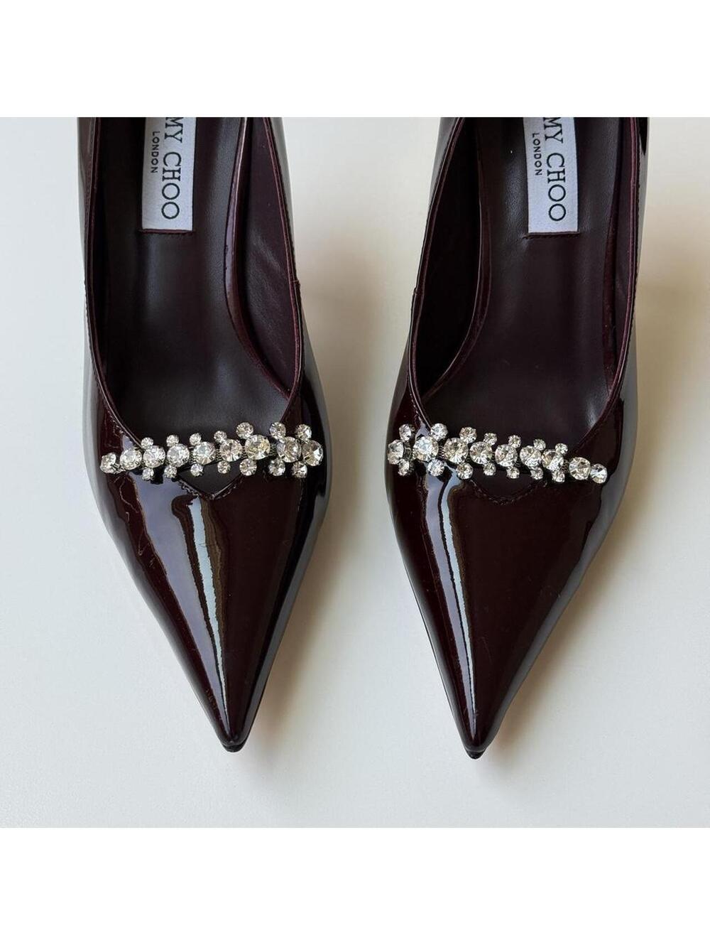 Jimmy Choo Belinda 90mm Patent Leather Crystal Pumps - Picture 3 of 6